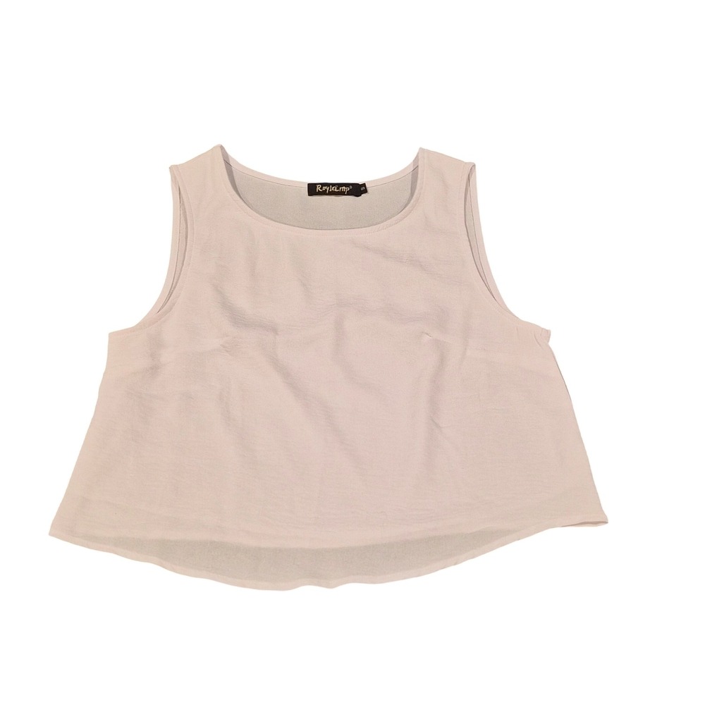 Roylamp Womens Sleeveless Crop Top Tank Light Pink Size S Flowy High-Low Hem